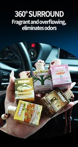 Vue détaillée des parfums de voiture suspendus FORMBO en divers arômes parfumés