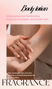 Close-up view of moisturizing fragrance body lotion being smoothly applied to a skin arm surface