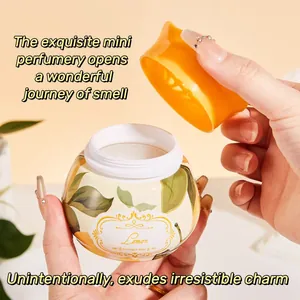 Detailed view of an open lemon-scented air freshener jar with solid fragrance gel