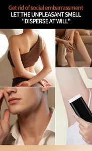 Primo piano dell'applicazione dello stick deodorante su collo, ascelle, schiena e gambe.