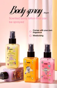 Colorful set of FORMBO glittery scented body lotion sprays for moisturizing skincare