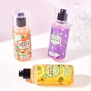 Detalle de la colección de sprays corporales con fragancia de frutas sin alcohol 88 ml.