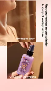 Close-up of FORMBO purple body spray showing micro-sprinkler mist application