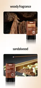 Dettaglio degli stick deodoranti alle fragranze legno e sandalo per una freschezza duratura