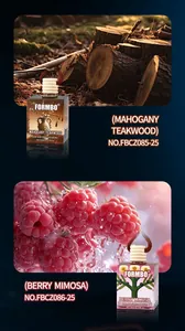 Vue détaillée des désodorisants de voiture FORMBO senteurs Mahogany Teakwood et Berry Mimosa
