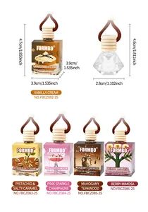 Désodorisants de voiture suspendus FORMBO 8ml avec dimensions et divers parfums