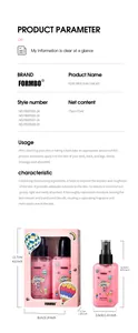 Detailed product parameters and dimensions for FORMBO perfumed skin care kit and spray