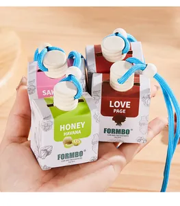 Set of hanging car air freshener bottles with wooden caps, blue ropes, and 8ml capacity.