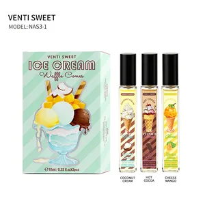 Long-lasting ice cream scented perfume gift set featuring three unique dessert fragrances