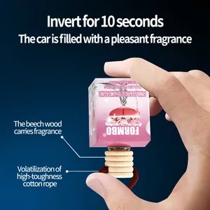 Désodorisant voiture rose FORMBO, bouchon en bois de hêtre et corde, flacon 8ml