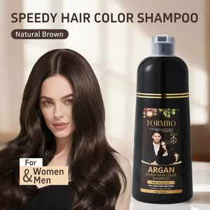 Champú colorante natural marrón con aceite de argán 500ml para cobertura de canas
