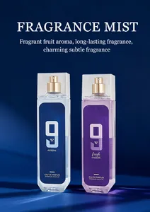 Detailed shot of two 250ml fragrance mist bottles in ocean and fresh water scents