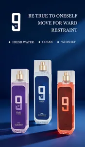 Collection of three 250ml men's perfume sprays in ocean, fresh water, and whiskey scents