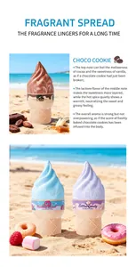 Vista dettagliata dei profumi a forma di gelato con descrizione delle note olfattive
