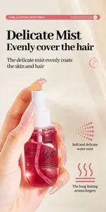 Macro view of FORMBO alcohol-free rose lychee body and hair spray in a 50ml bottle.