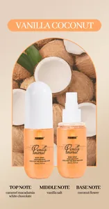 FORMBO vanilla coconut body spray for hair and body with detailed scent notes and packaging