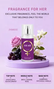 Detailed view of 88ml purple body mist fragrance with floral scent notes description