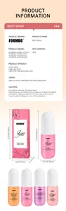 Detailed product specifications and dimensions for FORMBO 50ml alcohol-free body sprays.
