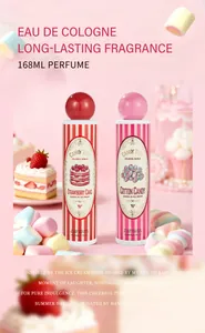 Nahaufnahme von 168ml Body Mist Sprühflaschen mit Erdbeerkuchen- und Zuckerwatteduft