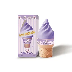 Parfum gourmand à la barbe à papa dans un flacon créatif en forme de cône de glace
