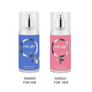 Alcohol-free 88ml fragrant body spray set for him and her in blue and pink bottles
