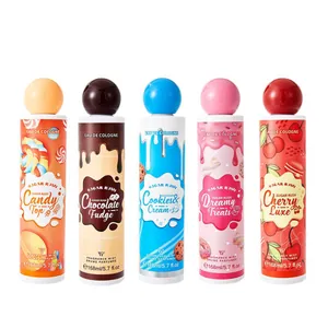 Set of five cute cartoon fragrance body mists with colorful dessert designs 168ml