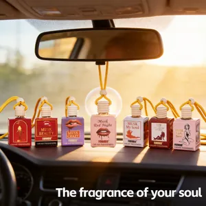 FORMBO Muskus Autoparfum Hangende Glazen Fles Houten Deksel Parfum Auto Interieur Geur Hangend Ornament