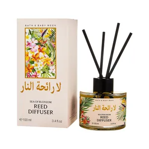 Elegante diffusore a bastoncini Sea of Blossom con 100 ml di profumo, neri steli