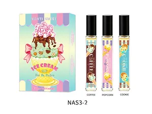 Ice cream themed perfume gift set featuring three 10ml bottles with varied sweet scents