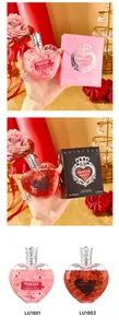 Profumo a forma di cuore con tappo a corona in flaconi rosa e rossi da 100 ml