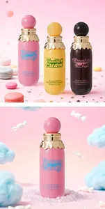 Three gourmand hair and body fragrance mists with cotton candy and vanilla scents