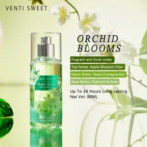 Detail view of long lasting floral fragrance mist Orchid Blooms with 88ml net volume