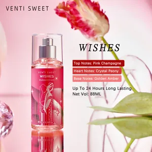 Floral fragrance body mist for women with pink champagne and peony notes, 88ml spray bottle