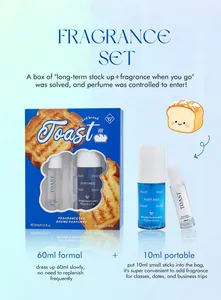 Detailed view of Toast bread scent fragrance set with 60ml spray and 10ml portable vial