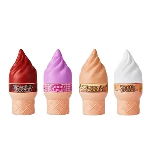 Spray corpo a forma di cono gelato in quattro fragranze: cioccolato, ciliegia, ananas, vaniglia.