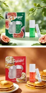 Gourmet fragrance gift set with 60ml body spray and 10ml oil in Fig and Pancake scents.