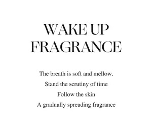 Elegant English marketing text detailing the soft breath of a solid fragrance balm.