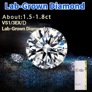 Detailansicht eines 1,5-1,8ct Labordiamanten im Brillantschliff mit IGI-Zertifikat