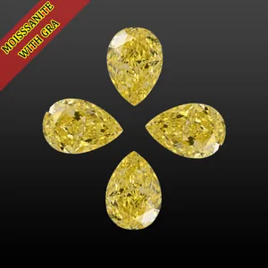 Détail de moissanites VVS jaune citron taille poire avec certification GRA