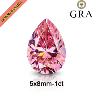 Detalle en primer plano de moissanita rosa de 1 quilate con certificación GRA.