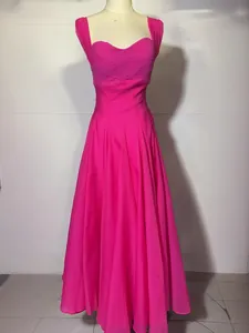 Elegant fuchsia evening dress with pleated sweetheart neckline and full skirt