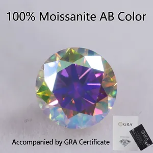 Diamant Iridescent de Moissanite en Vrac Créé en Laboratoire 1 Carat Couleur AB Avec Certificat GRA pour la Fabrication de Bijoux
