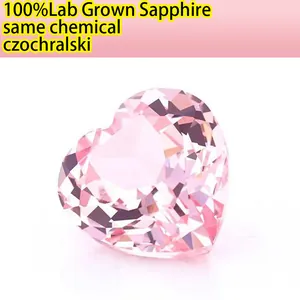 AAA Quality Lab-Grown Sakura Pink Sapphire Loose Gemstone Heart Cut Czochralski Method Synthetic Pink Gemstone For Jewelry
