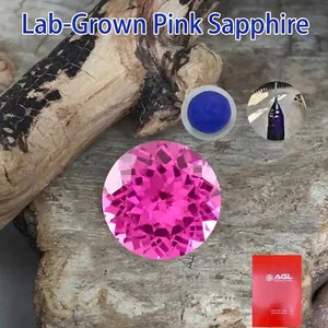 High-quality lab-grown round faceted pink sapphire gemstone for jewelry making