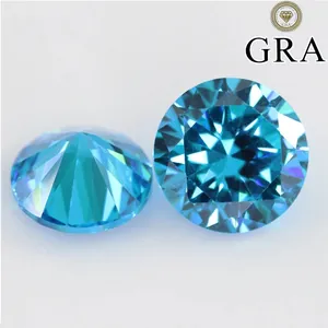 Moissanita azul mar 5ct talla brillante para fabricación de anillos de lujo