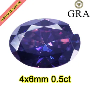 Piedra de moissanite púrpura de corte ovalado 4x6mm 0.5ct para creación de joyas