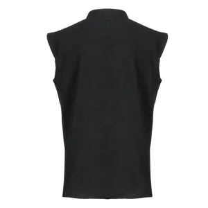 Close-up back view of a black medieval retro men's vest for Halloween costumes