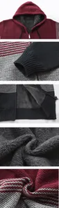 Detailansicht des dicken Fleecefutter und Strickmusters der Herren Kapuzenjacke