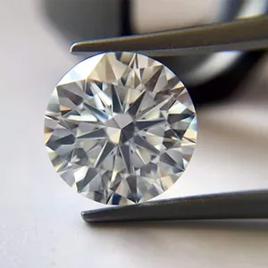 Macro view of a 13mm 8CT round moissanite showing hearts and arrows pattern