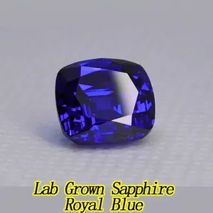 Détail macro d'un saphir bleu royal de laboratoire facetté pour la joaillerie